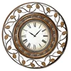 Antique Gold Metal Wall Clock To Track The Time 36" Tarnished Bronze Finish Large Wrought Iron Clock