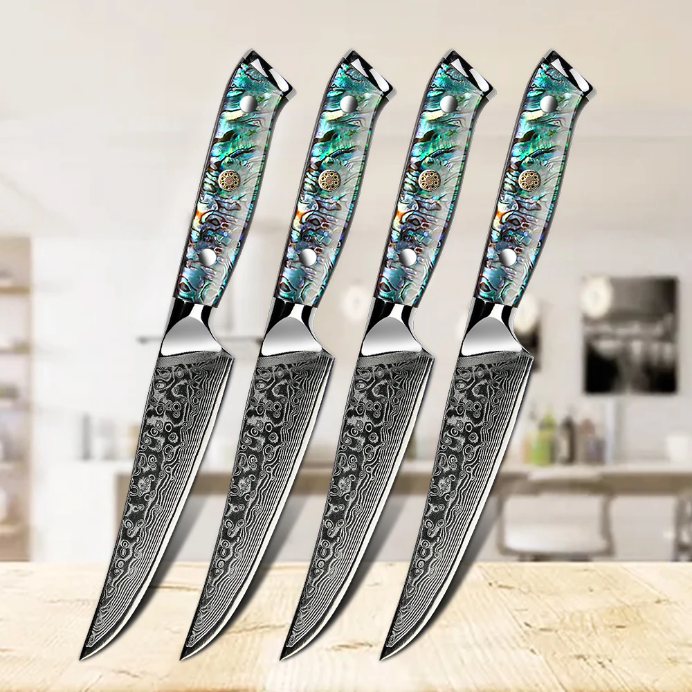 Promotional Customized Logo Damascus Kitchen Steak Knife Set Buy