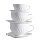90ml / 220ml / 300ml Tea Cappuccino Coffee Cup And Saucer, Wholesale White Porcelain Tea Cup Sets Ceramic*