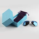 custom logo fashion blue paper sunglasses packaging boxes with pouch