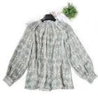 Finely processed blouse women long sleeve animal printing blouse designs 100% silk georgette women blouses