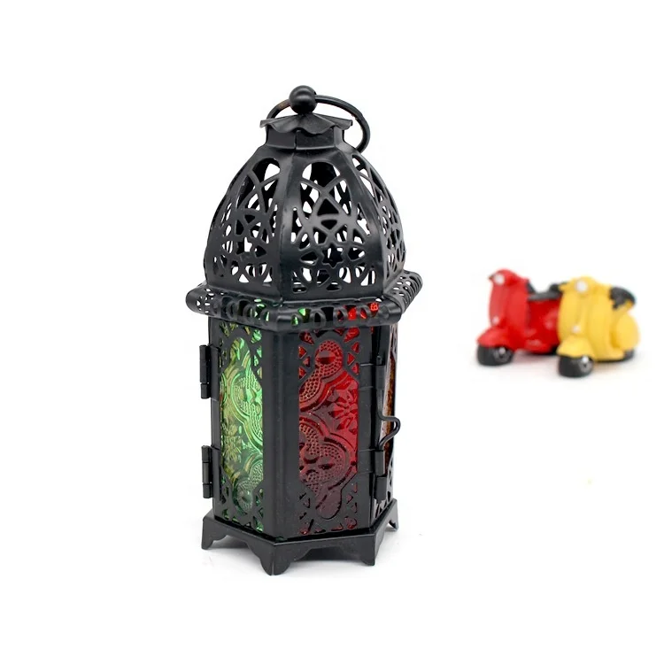 Metalen Antieke Kleurrijke Mini Marokkaanse Opknoping Kaars Lamp Lantaarns Tuin Bruiloft Kerst Decoratie
