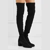 Nubuck Leather Lady Knee High boots Middle Heel Round Toe Factory Supply