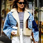 custom fashion suede Women Denim Jacket warm winter Shearling Oversized women suede Jacket oversized fur short coat