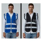 50inch High Visibility Reflecting Blue Mesh Safety Vest Zipper Safety Clothing Knitted Cloth Reflective Security Vest