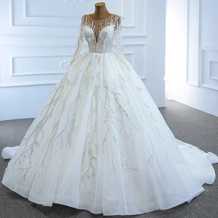 New Bride Main Wedding Dress Temperament Wedding Satin Train Dress