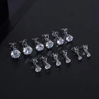 Luxury 925 Sterling Silver White Gold Pave Cubic Zircon Diamond Studs Earring