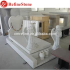 White angel engraving cross marble tombstone
