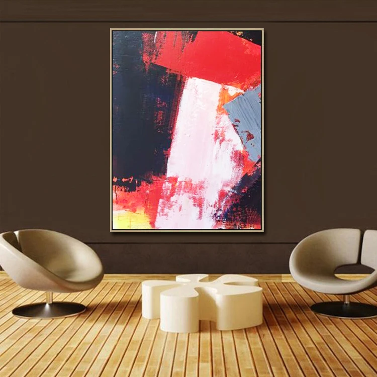 Home Decoration Europe America Abstract Framed Wall Art Painting in Red