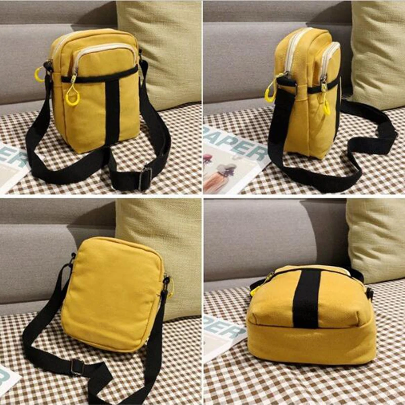 Wholesale factory price trend leisure solid color girl cotton canvas cross body bag