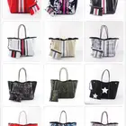 2020 fashion perforated metallic neoprene tote bag hand bag for women