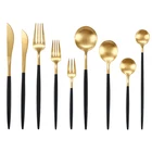 High Quality Hotel Colored Stainless Steel Matte Spoons Knives Forks Cutlery Set For Restaurant