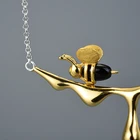 Jewelry Wholesale Jewelry Gift Cute Agate Stone Gold Plated Honey Bee Necklace