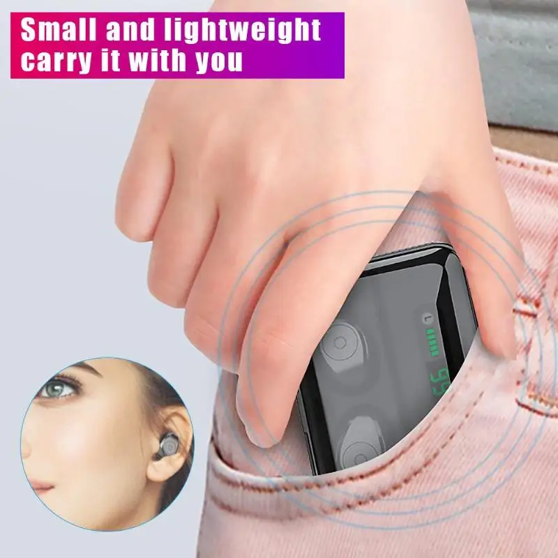 2019 BT wireless earphone talking 4hours TWS 5.0 earbuds with charging case for Amazon - ANKUX.COM