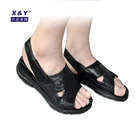 ESD PU Upper PVC Sole Wedge Heel Men's Sandals Shoes Stylish Black Slipper