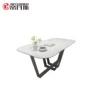 Modern Restaurant dinning furniture luxury tempered rock glass dining table