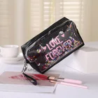 5 Colors Glitter Sequins Transparent PU Cosmetic Makeup Bag Clutch Ladies Purse Handbag For Women