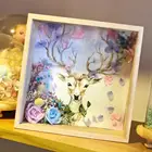 DIY Dried Flowers Eternal Flower Art Wood Three-Dimensional Glass Floral Frame Creative Gift Wall Hanging Decorations