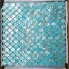 net joining together porcelain backsplash kitchen Blue and white square 3d seashell mosaic tiles