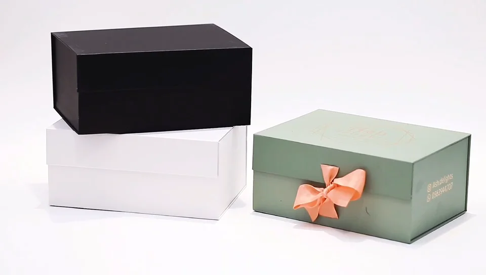 luxury large size magnetic foldable gift box rigid paper box for