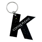 Personalised vintage custom acrylic laser cut wholesale black D shape english initial alphabet letters key chain