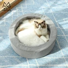 2020 high quality Custom luxurysponge liene round warm pet sleeping nest mat plush cat dog bed