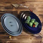 10, 12, 14 Inch Home Daily Use Oval Shape Ceramic Dinner Plate Ceramic Fish Dish Colour Ceramic Glaze Food Serving Plate