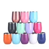 Feiyou Hot selling cups in Amazon double wall stainless steel wine tumbler glitter egg shape mugs with sliding lid