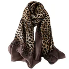 D1758 New Fashion Women Lady Leopard Print Shawl Infinity Neck Scarves Silk Scarf