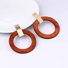 Ethnic Wooden Hoop Earrings For Women Gold Dangle Drop Female African Earring