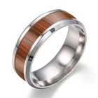 Sentai Couple Vintage Wedding Rings Silver Stainless Steel Rings With Wood Jewelry Sets Wood Rings For Men