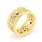 Hot Selling Gold Plated Cubic Zircon Ring with Custom Made Logo Design Micro Pave Ring