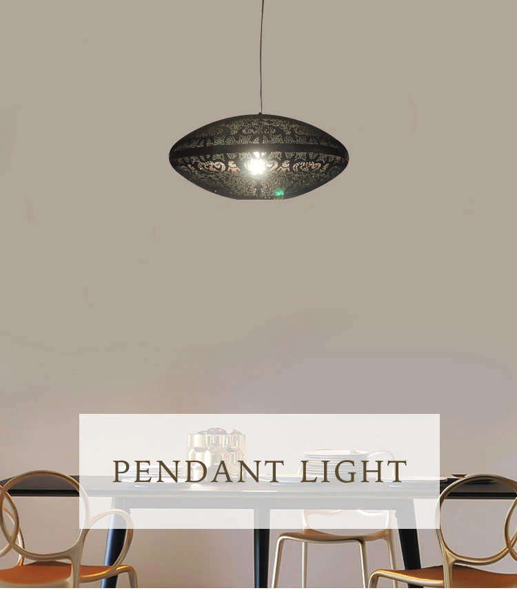Industrial metal black chandelier home decoration interior lighting simple pendant light