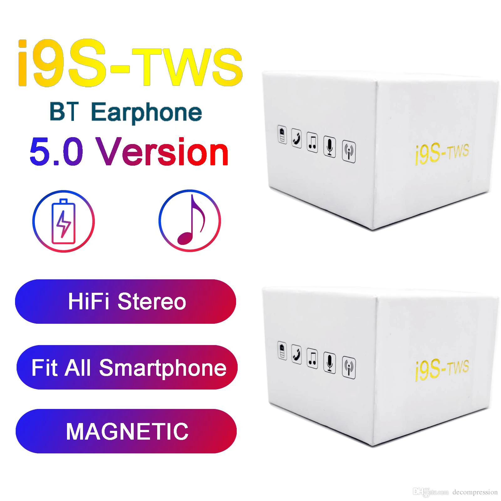 China cheapest supplier earphones i9s tws earbuds fans tws wireless headset head phone - ANKUX.COM