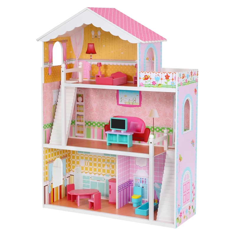الجملة تصميم جديد الوردي الحديثة البلد نمط كبير دمية باربي منزل اللعب تلعب حلم الأميرة دمية كبيرة