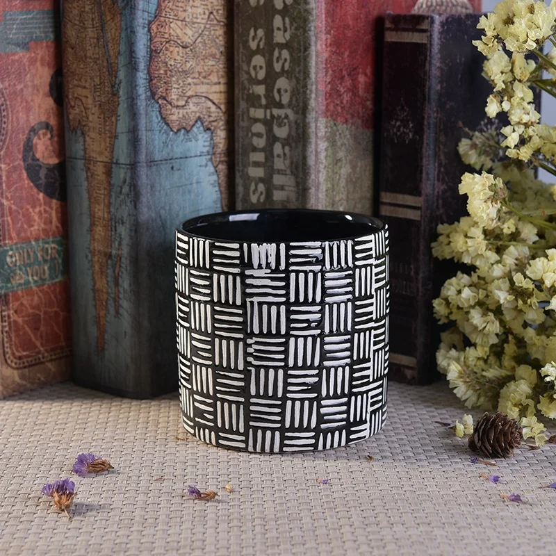 Eco-Friendly printing glaze candle votive holder ceramic candle jar home decoration wholesales