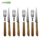 Kitchen Utensils 8-Pieces Stainless Steel Fork and Knife Set with Bamboo Handle