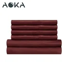AOKA USA Cking 6 Piece Polyester Satin Bed Sheet Sets Silky of Bedding Set Luxury Bedding Set