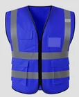 SIZE L POCKETS sky blue 120GSM ZIPPER EN20471 REFLECTOR safety jacket reflective vest clothing