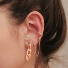 18k Gold Plated Copper Alloy 18K Gold Plated Custom Long Chain Stud Cuban Link Earrings