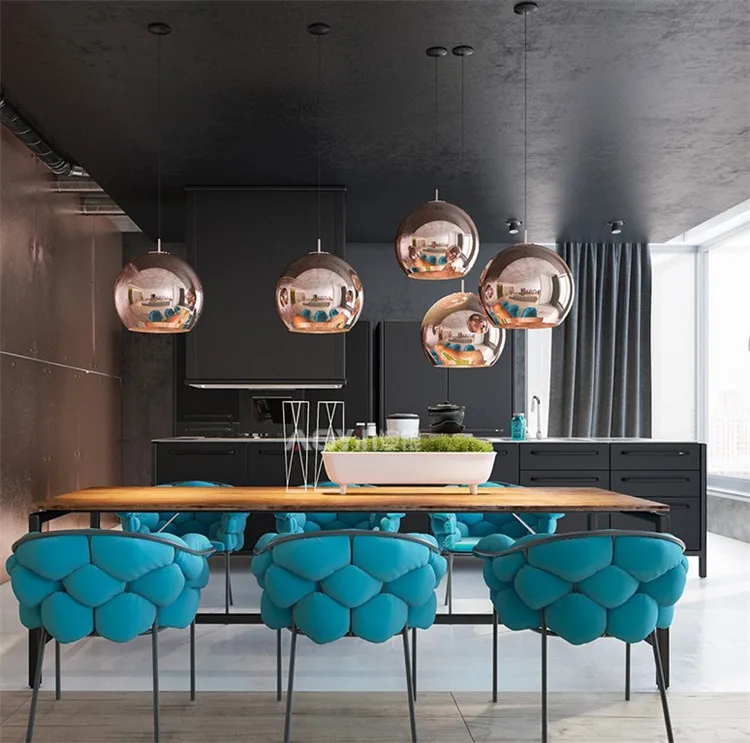 Nordic Modern Creative Round Glass Pendant Lights Individual Space Ball Chandelier Lamp Plating glass Hanging Lamp