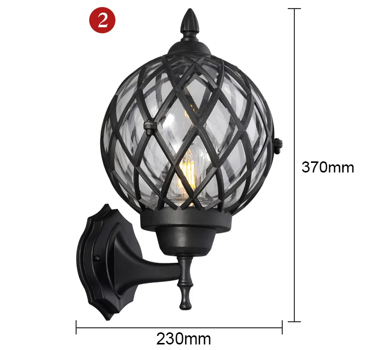 Street Sidewalk Square Park Retro Outdoor Garden E27 Lantern Wall Lamp