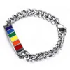 316L Stainless Steel Chain Link Charm Bracelet Friendship Rainbow Bracelets For Men Women Wholesale HSJSFPB-001