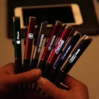 Promotional square stylus Laser engraved glow logo light up pen with led light