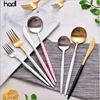 China supplier catering ware thailand stainless steel flatware colorful buffet serving spoons rustic cutlery set