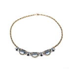 Blue choker enamel necklace shiny resin necklace with unique metal chain