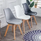 Dinning room restaurant furniture Cushion Wooden Legs PP Tulip Modern White Plastic Dining Chairs