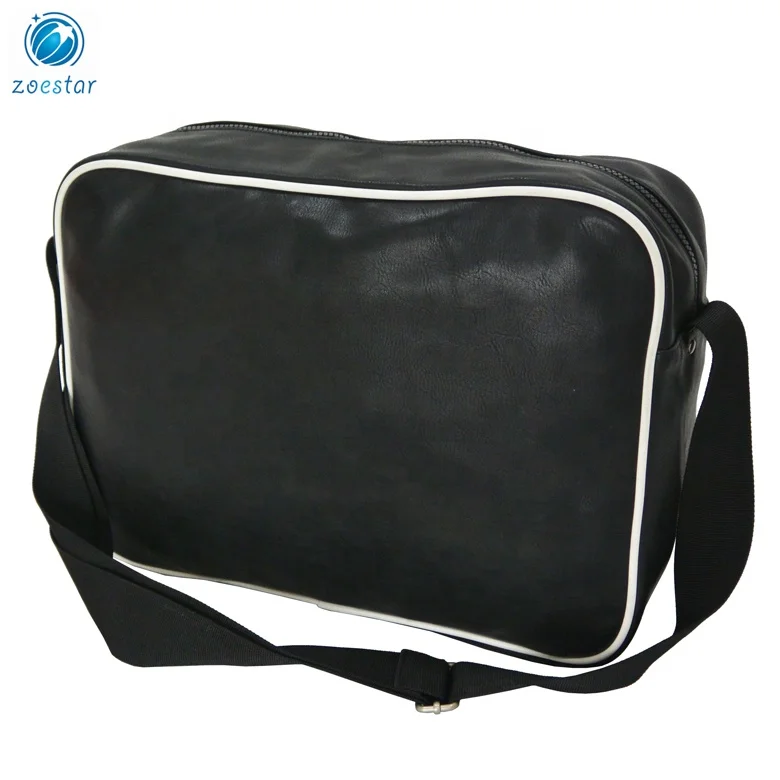 Men and Women Large One Compartment PU Leather Shoulder bag Messenger with Inner Pockets