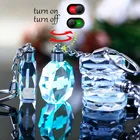 Custom 3D Laser Engraving Crystal Car Logo Keyring Wholesale Crystal Glass Led Light Keychain For Giveaways
