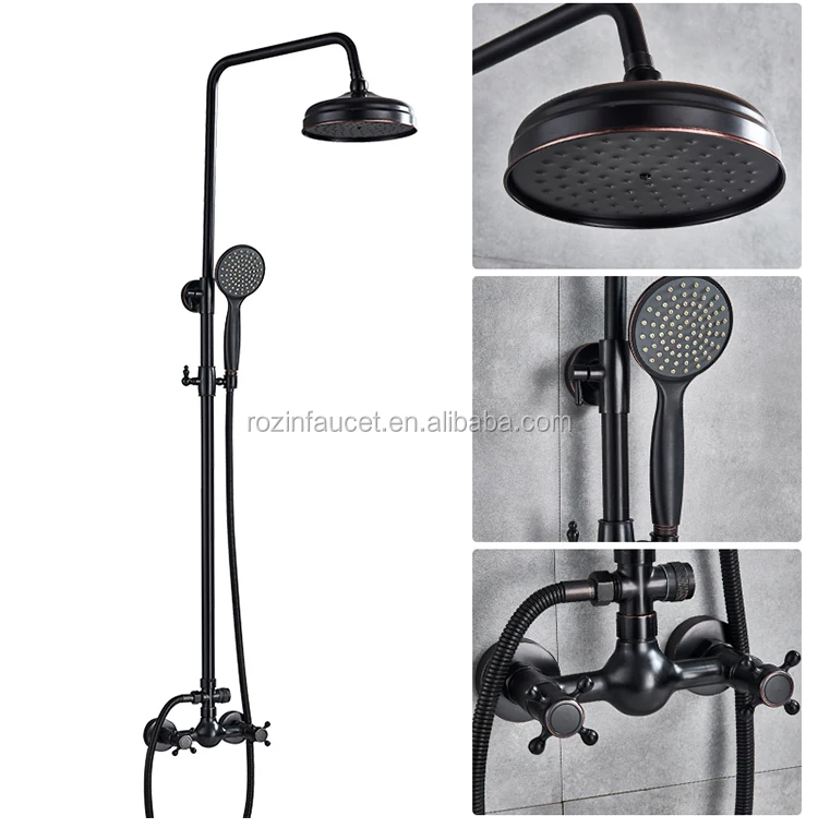 Juego De Grifos De Ducha De Bronce Antiguo,Conjunto De Montaje En Pared